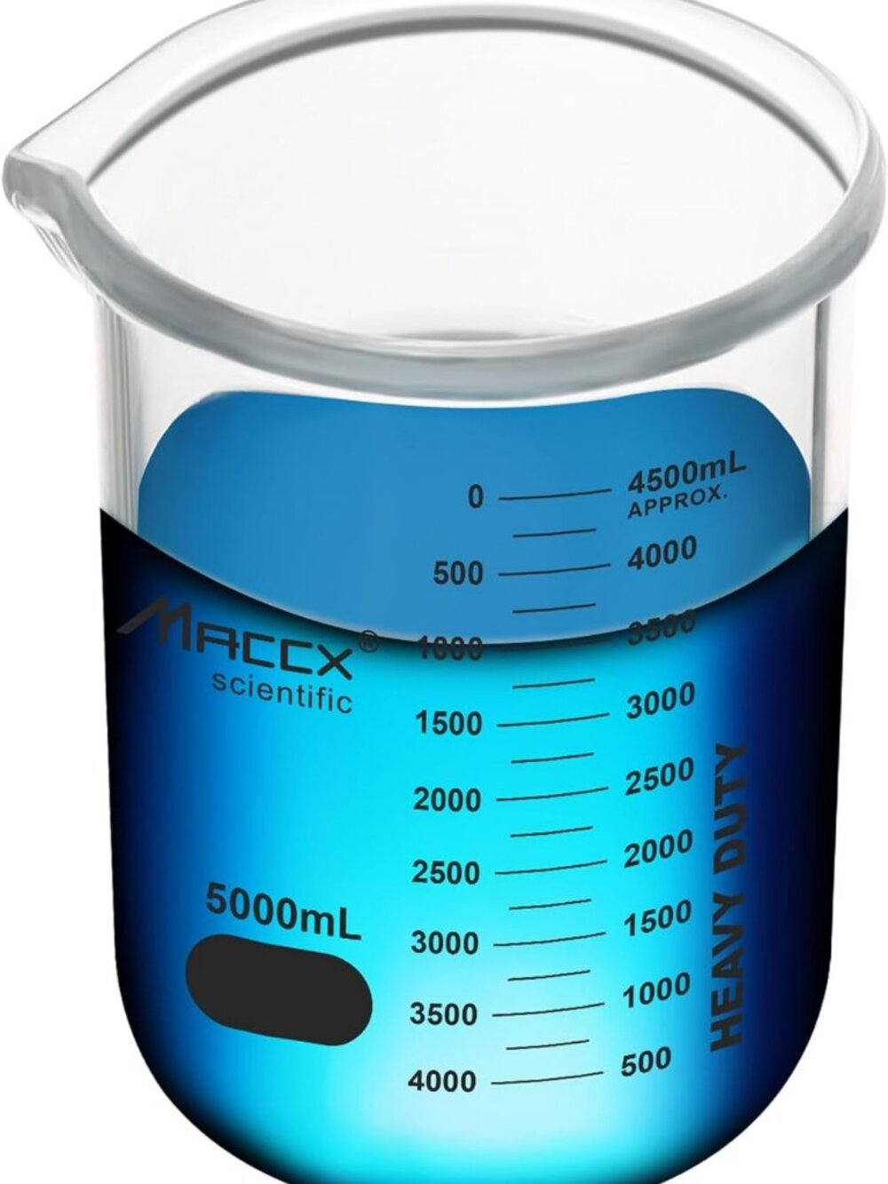 170oz Heavy-Duty Glass Beaker - 5L Lab Beaker, Borosilicate Low Form, Printed